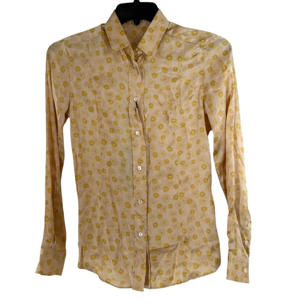Dolce and Gabbana Silk Button Up Women's Size 40 Small Yellow Floral Top NWT - Picture 2 of 9